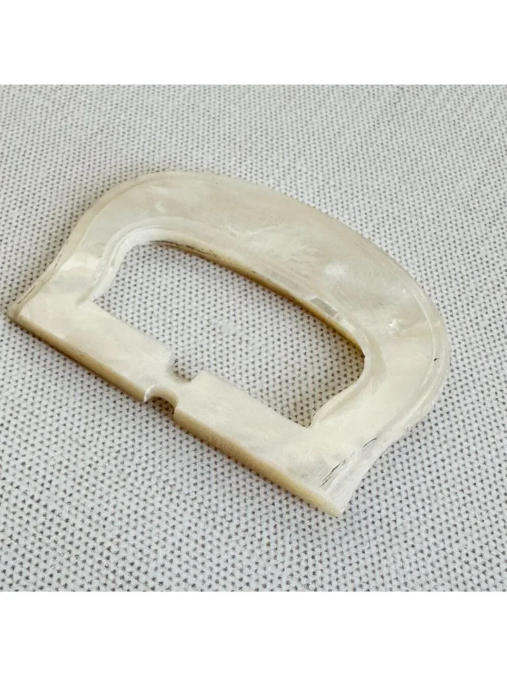 Vintage Carved Mother of Pearl Belt Buckle Stepped Border Natural Shell